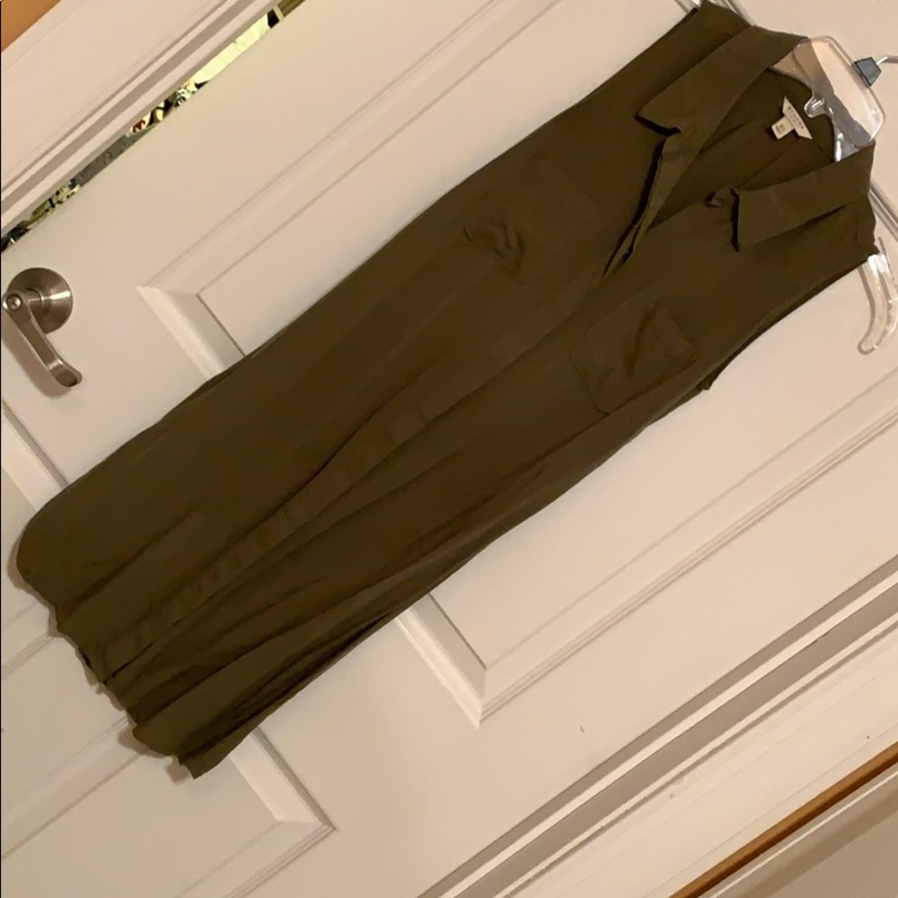 Sonoma olive collared shirt dress w/ pockets XS